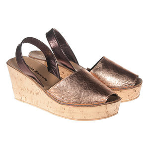 Maria Barcelo Copper Leather Slingback Shoes Sz 10